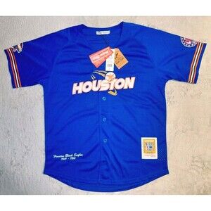 Men’s Houston Black Eagles Negro League Jersey Head Gear Classics Royal Blue XL